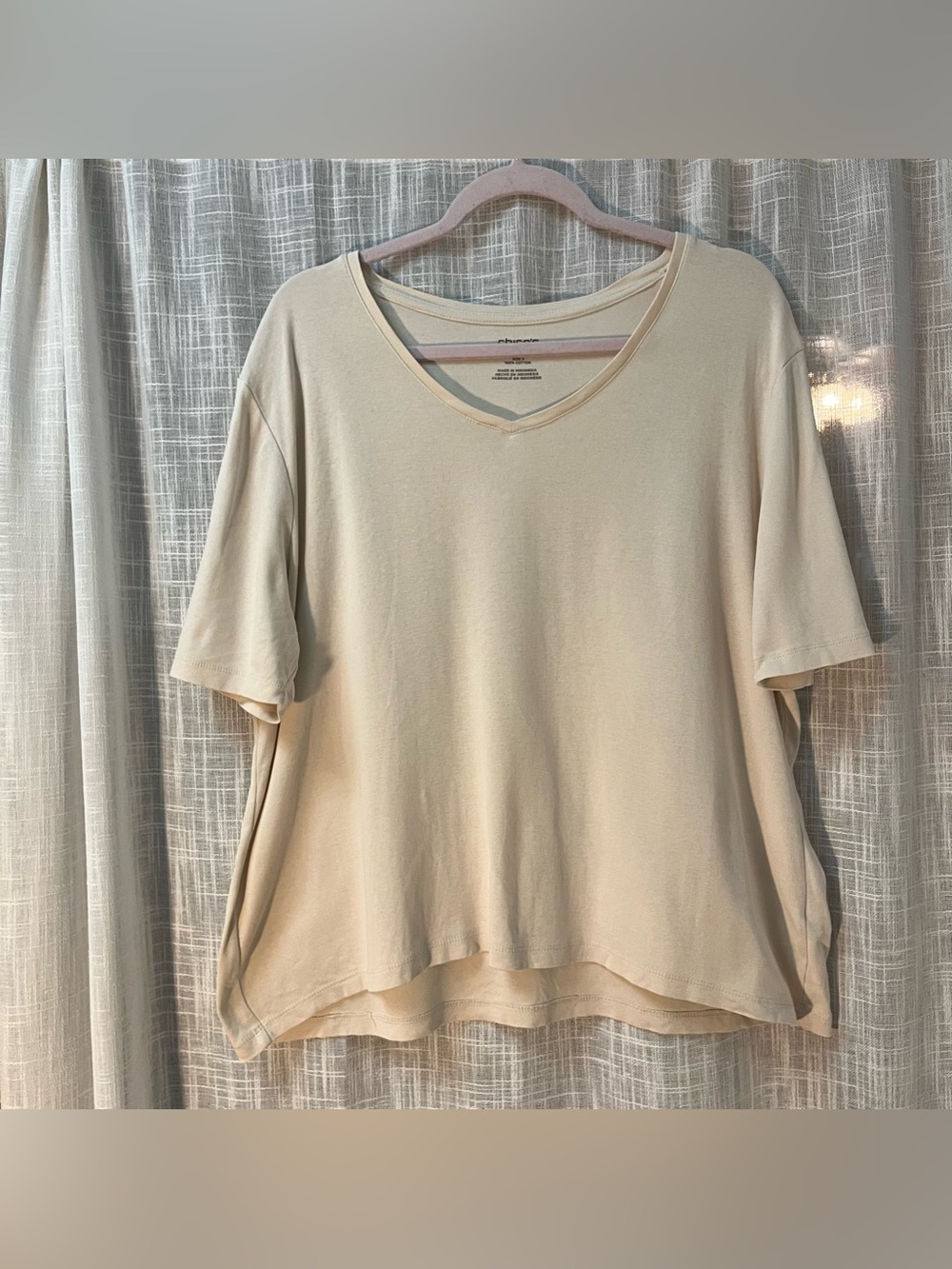 Chico’s Creme Off White The Ultimate Tee Size 3 XL 100% Cotton